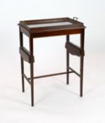 An Edwardian inlaid mahogany tray topped table, with drop flap undertier, width 56cm depth 36cm