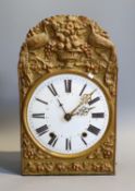 A 19th century French eight day longcase clock movement, with circular enamelled dial, pendulum