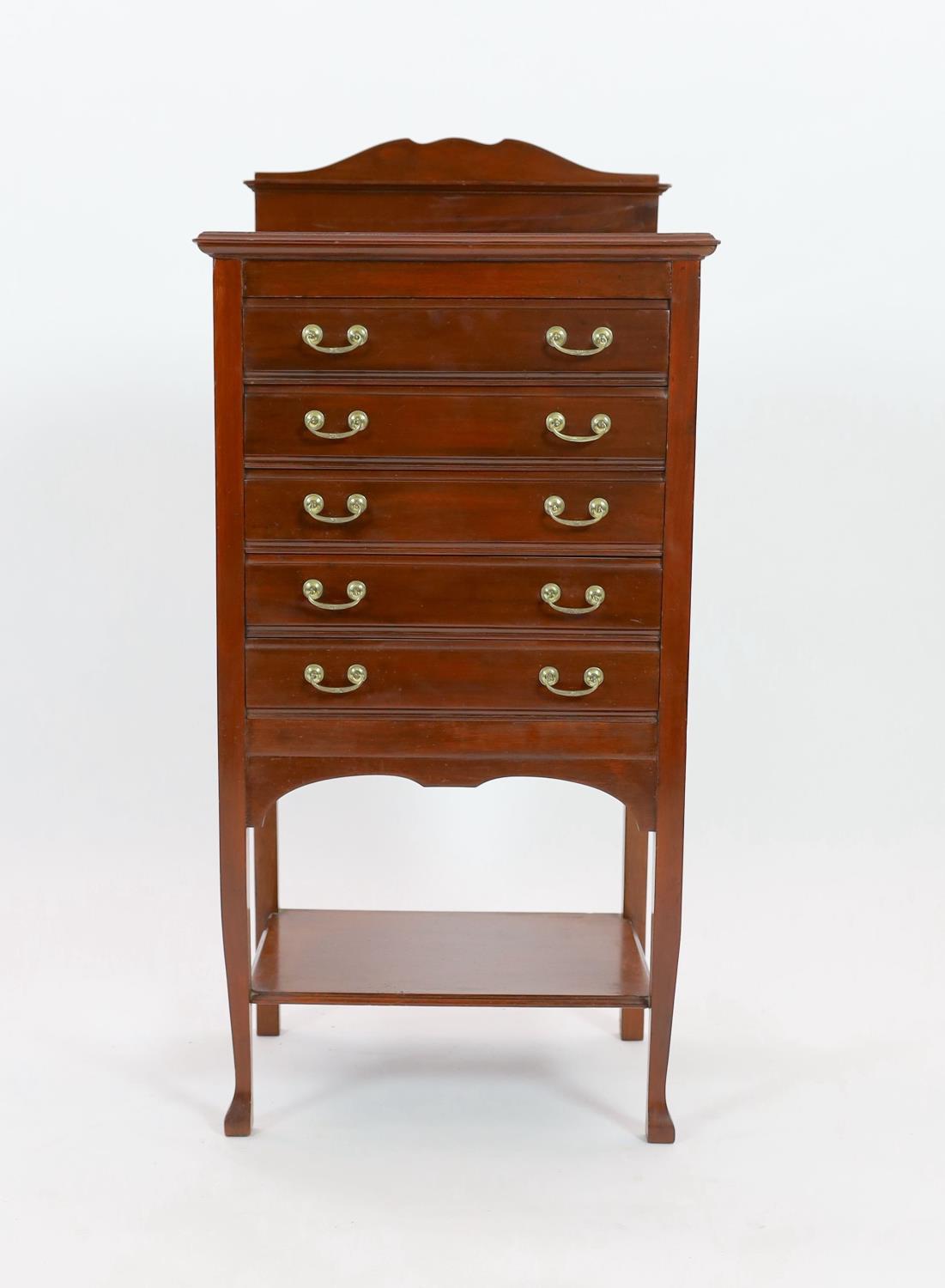 An Edwardian mahogany five drawer music cabinet, width 52cm depth 38cm height 108cm - Image 2 of 3