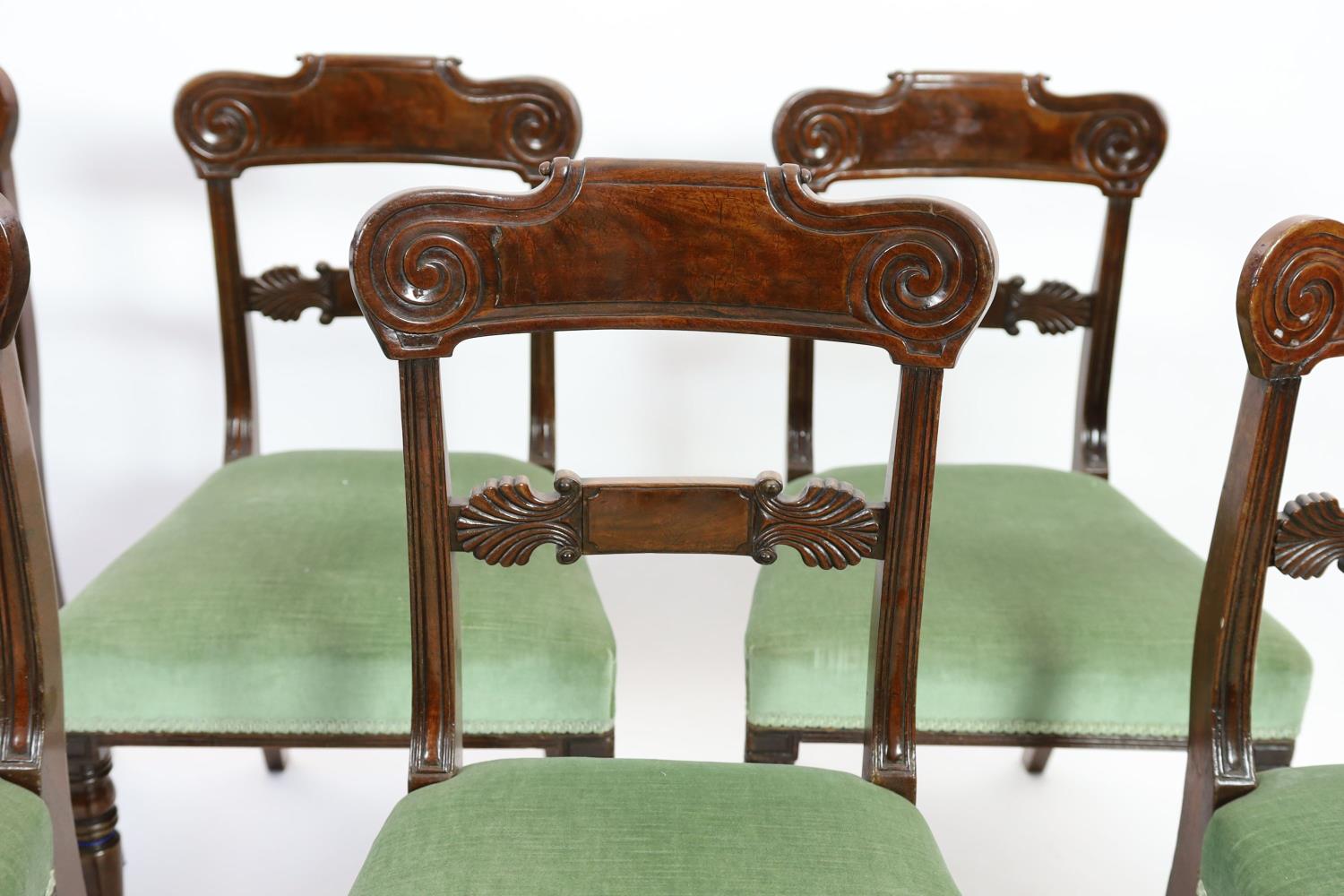 A set of six Regency mahogany dining chairs, with anthemion carved spars - Image 4 of 5