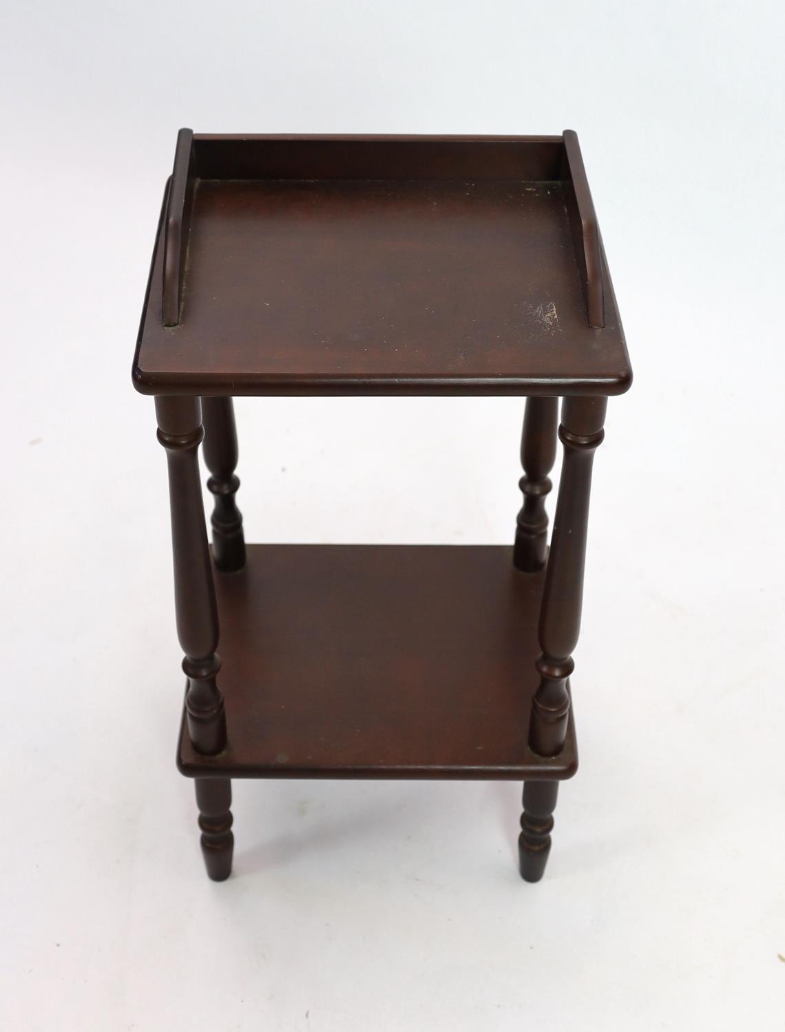 A Victorian style mahogany two tier table, width 36cm height 63cm - Image 2 of 2