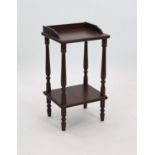 A Victorian style mahogany two tier table, width 36cm height 63cm