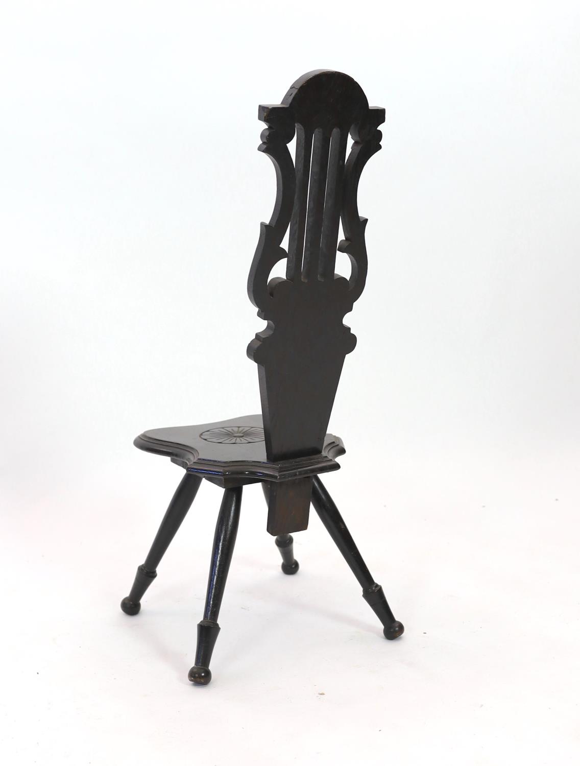 An early 20th century carved oak spinning chair, with lyre back, height 89cm - Image 3 of 3