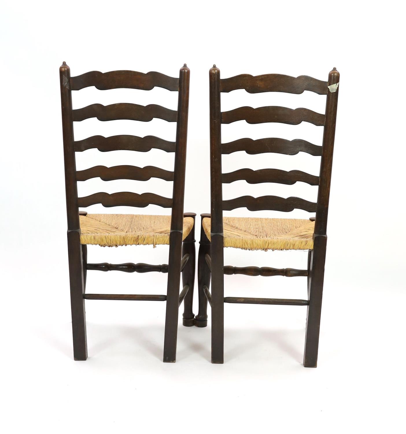 A pair of 18th century style rush seat oak ladderback dining chairs - Image 4 of 4