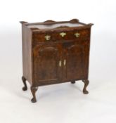 An early 20th century George I style walnut tray topped side cabinet, width 71cm depth 42cm height