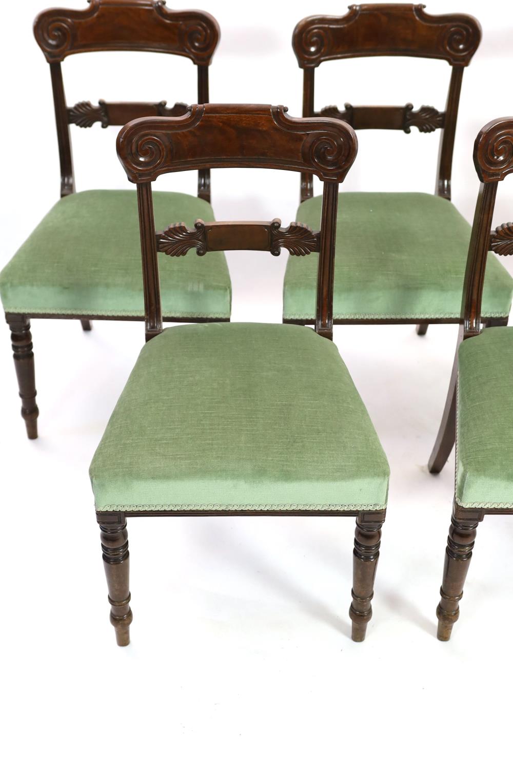 A set of six Regency mahogany dining chairs, with anthemion carved spars - Image 2 of 5