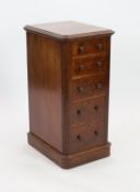 A Victorian walnut five drawer pedestal chest (formerly part of a sideboard), width 44cm depth