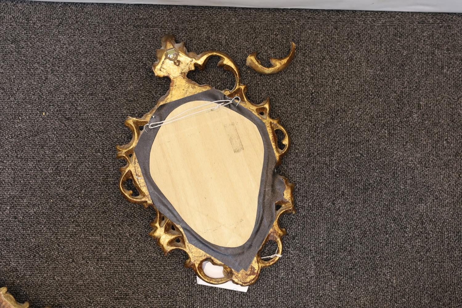A pair of George III style giltwood cartouche wall mirrors, height 60cm, together with two similar - Image 7 of 7