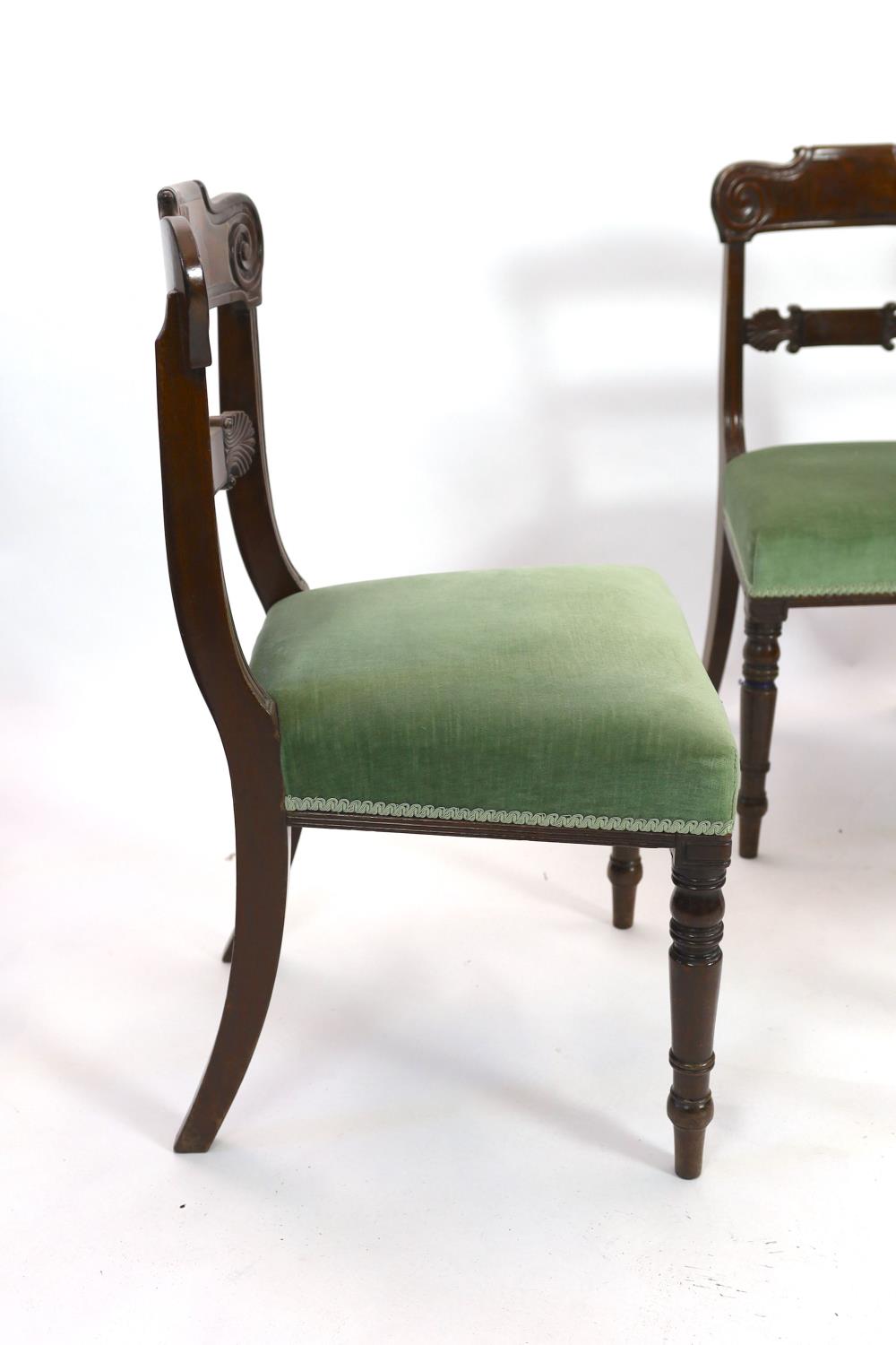 A set of six Regency mahogany dining chairs, with anthemion carved spars - Image 5 of 5