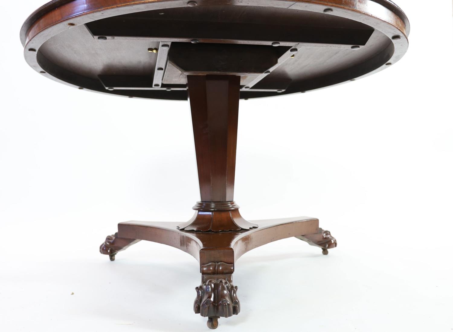 A William IV circular mahogany tilt top breakfast table, on octagonal tapered pillar, diameter 116cm - Image 4 of 4