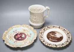 A Flight & Barr, Worcester plate painted with a view of Ennischerry, Dublin, 23cm, another by