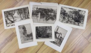 Sir Charles Holroyd (1861-1917), six etchings, Views in Italy, signed, largest 25 x 35cm, unframed