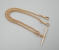 An Edwardian 9ct gold albert, 44cm, 31.2 grams.