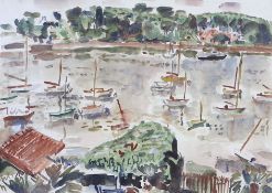George Hooper (1910-1994), watercolour, Sailing boats on an estuary, signed in pencil and dated