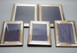 A modern pair of silver mounted photograph frames, Carrs of Sheffield, 2001, 26cm, and a set of