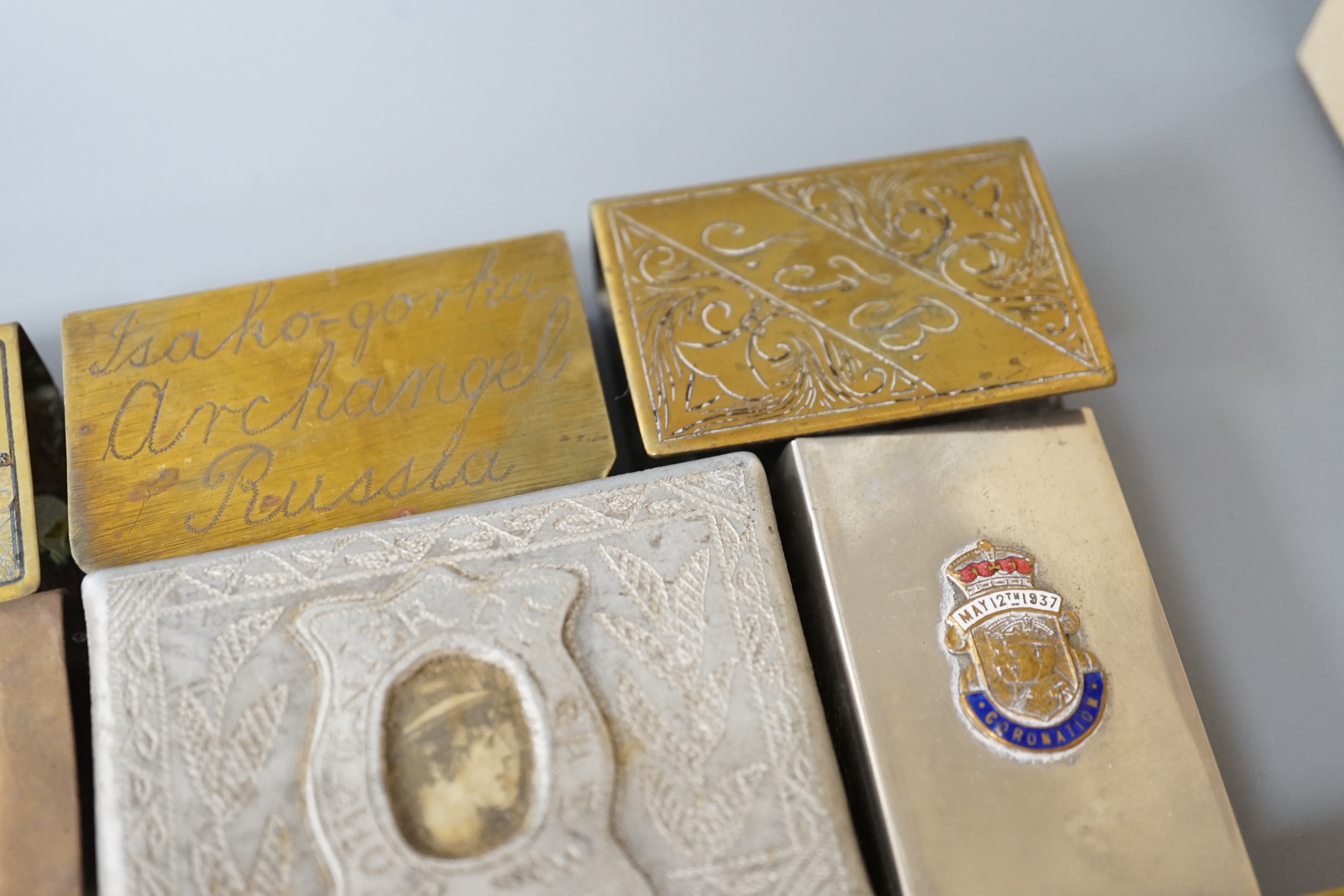 A collection of trench art and military vestas and matchbox holders - Image 3 of 8
