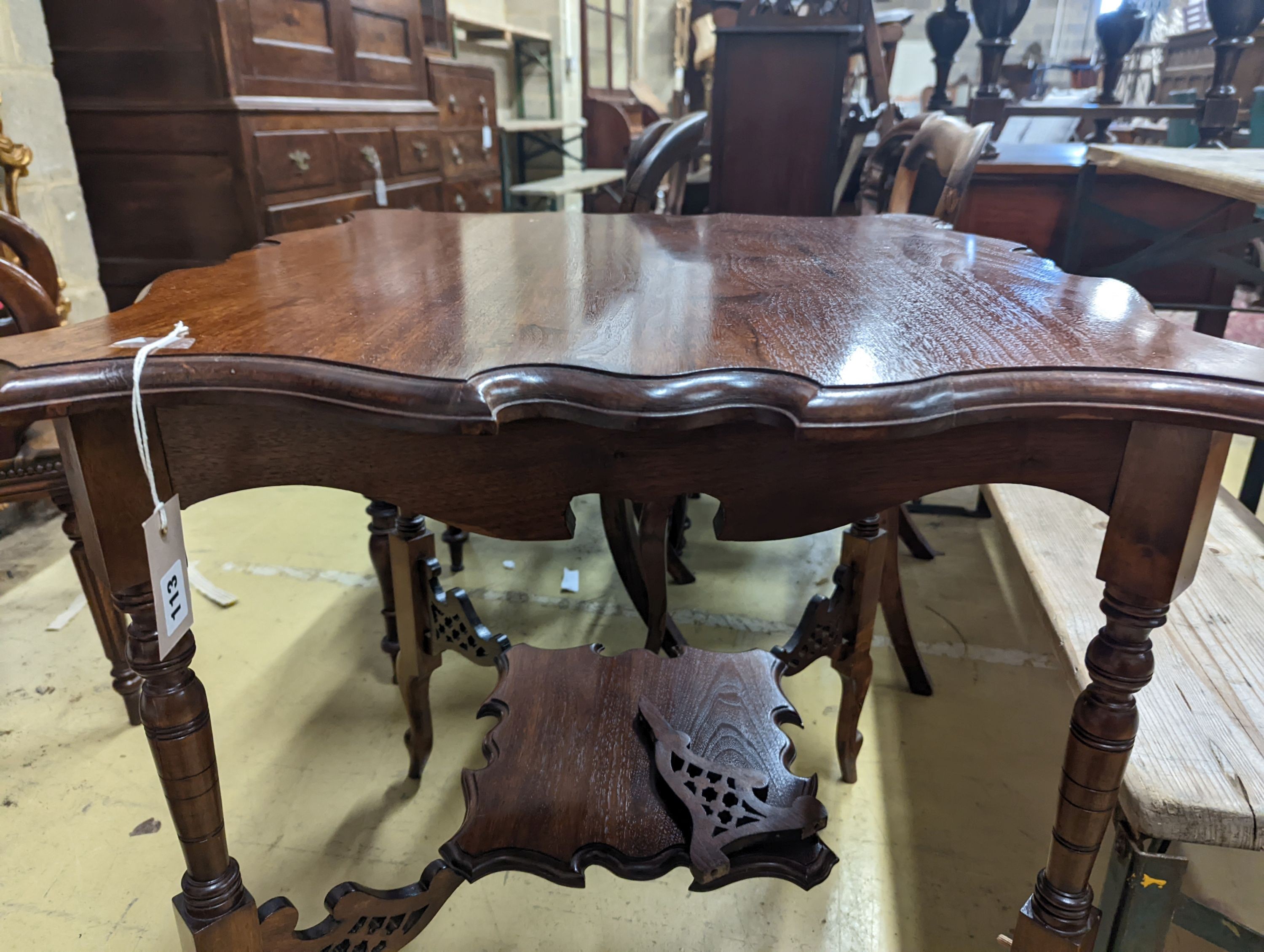 A late Victorian walnut centre table, width 67cm, depth 64cm, height 75cm - Image 5 of 5