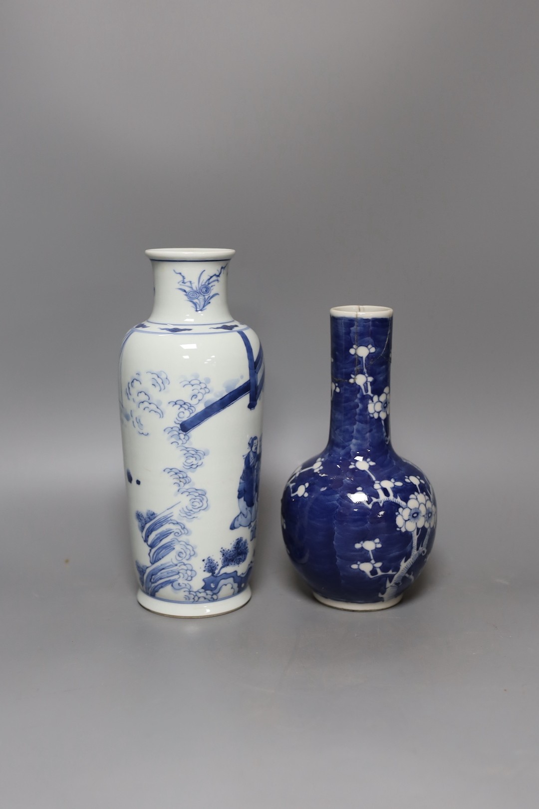 Two 19th century Chinese blue and white vases - 24cm, 20cm - Image 2 of 4