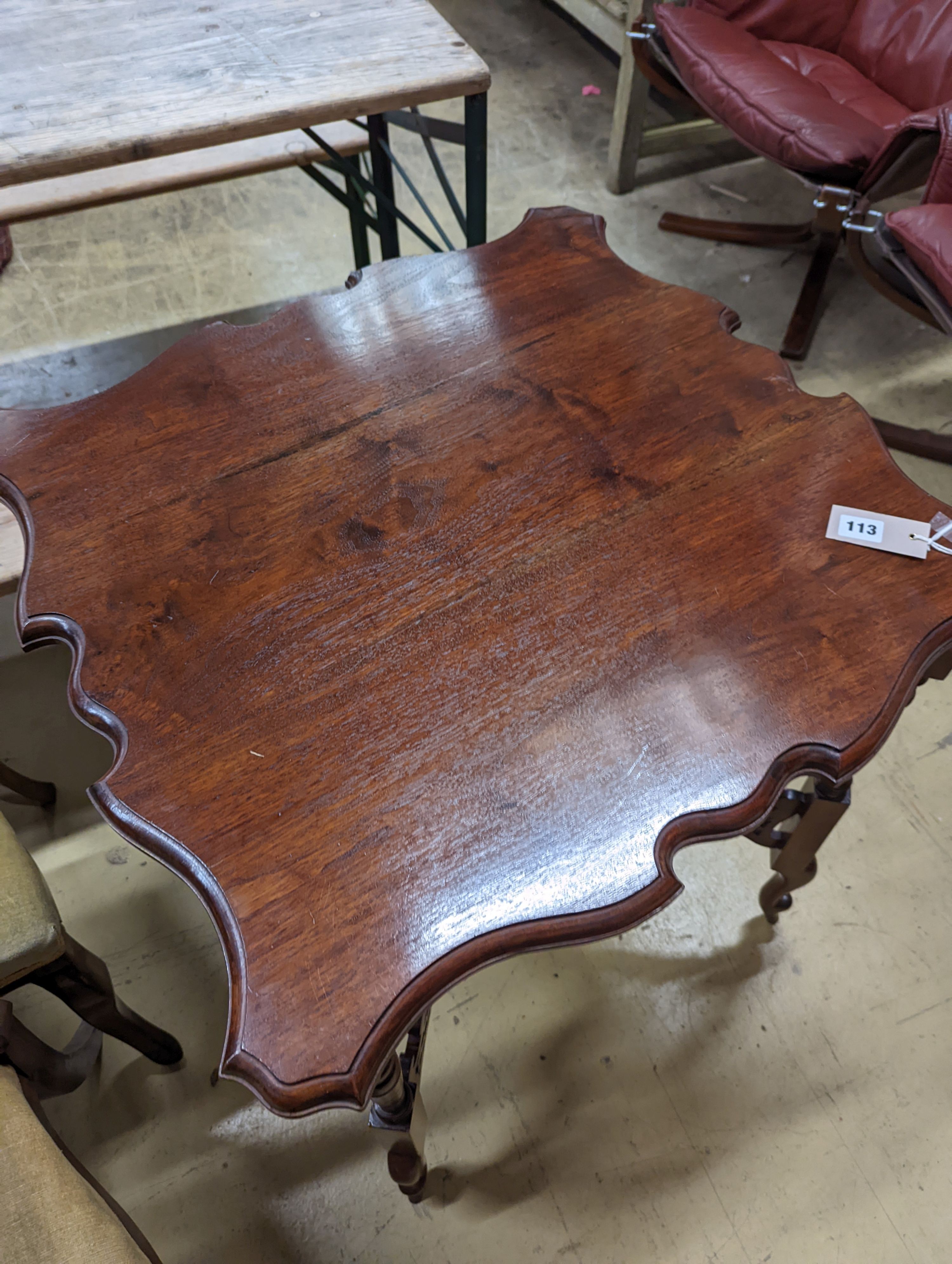A late Victorian walnut centre table, width 67cm, depth 64cm, height 75cm - Image 2 of 5