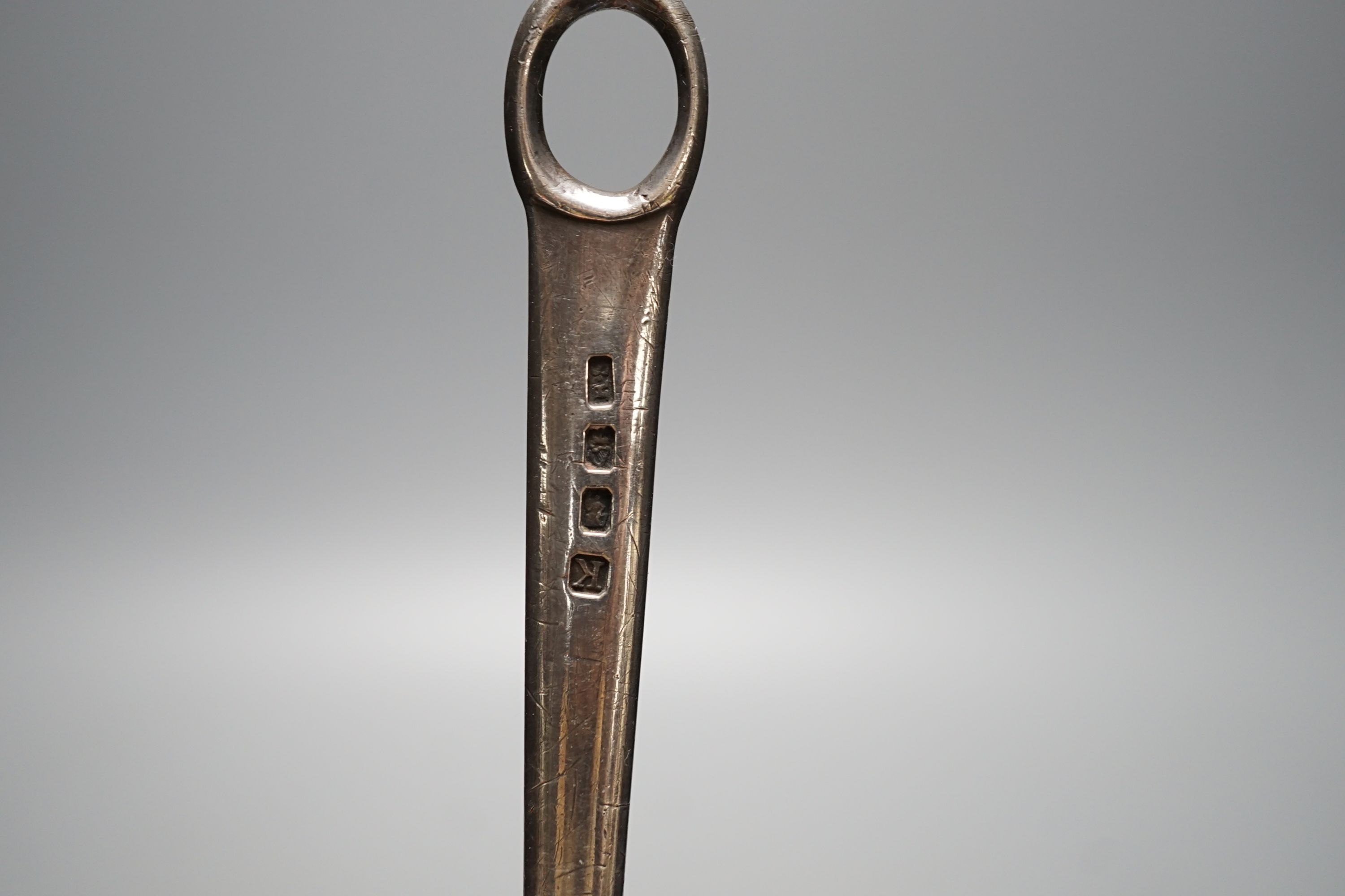 A George III Irish silver meat skewer, Richard Sawyer, Dublin, 1806, 19.4cm and a George V Irish - Image 3 of 4