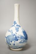 A 19th century Chinese blue and white bottle vase, 24cm