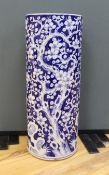 A 19th century Chinese porcelain blue and white stick stand - 62cm high