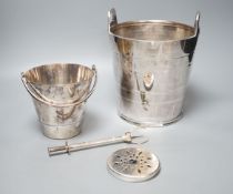 A silver plated champage pail, 19cm, and an ice bucket