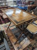 A 19th century Sorrento marquetry inlaid rectangular tray topped occasional table on folding