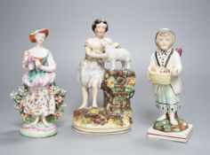 A Chelsea-Derby bocage figure, 16cm, 19th century pearlware figure of Cupid disguised and one