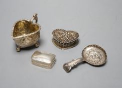 A George III silver caddy spoon, with associated bowl, handle marked for John Bettridge, Birmingham,