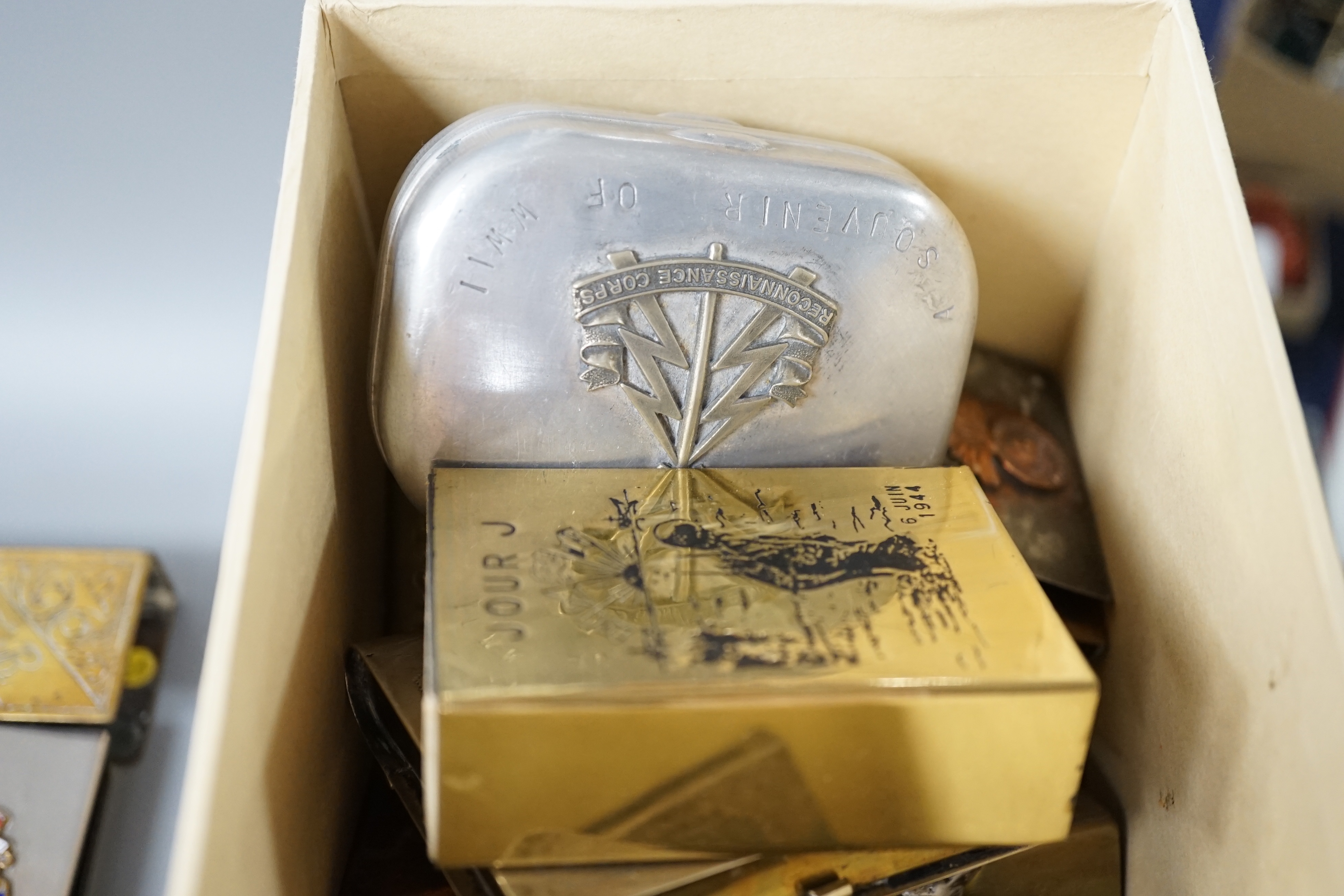 A collection of trench art and military vestas and matchbox holders - Image 7 of 8