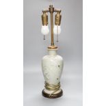 A Korean celadon vase lamp, total height 51cm