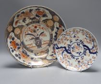 An 18th century Japanese Arita dish, 32cm, and another similar.