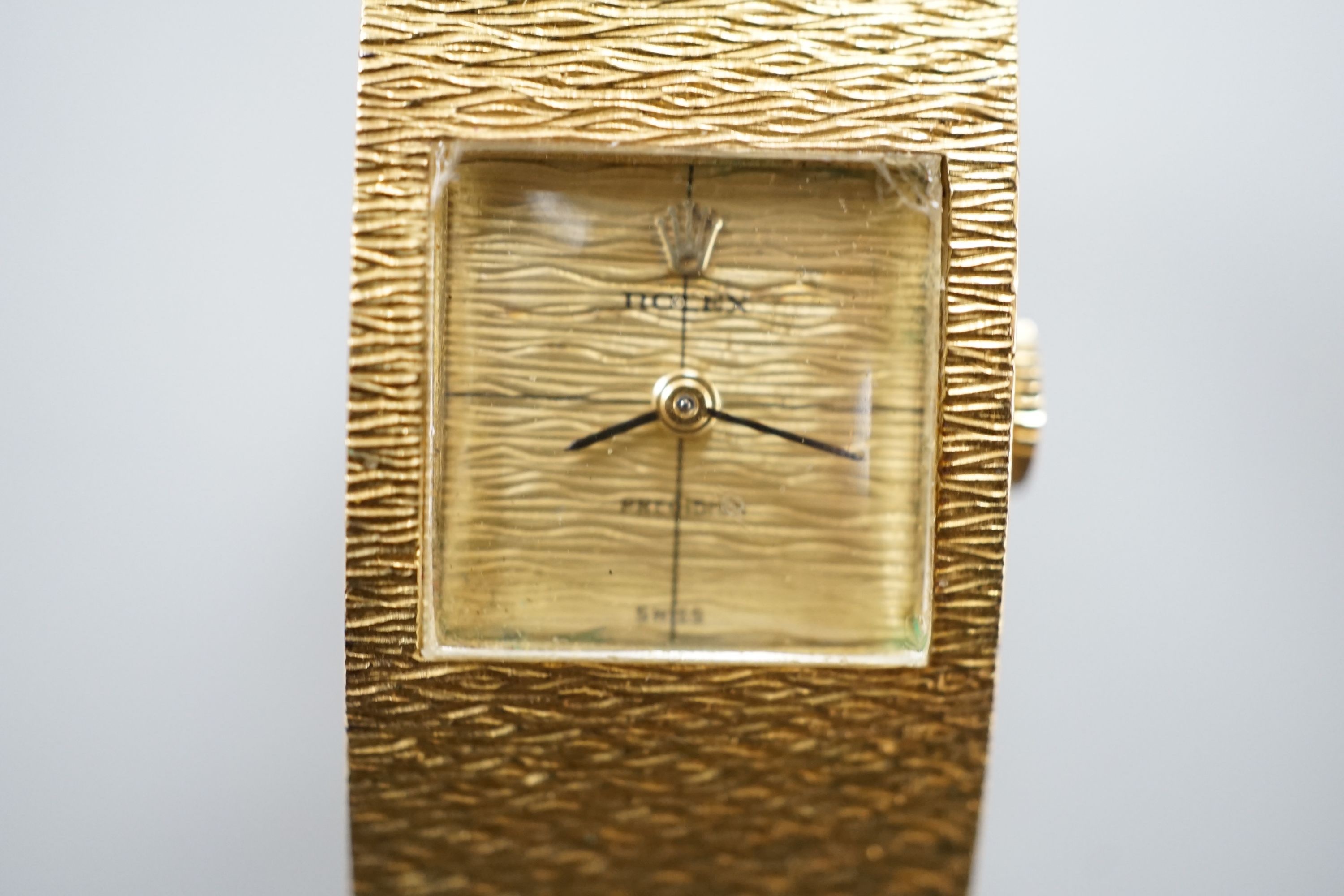 A lady's 1960's textured 18ct gold Rolex Precision manual wind bracelet watch, case diameter 17mm, - Image 3 of 5