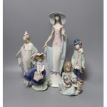 5 various Lladro figures, tallest 35cm