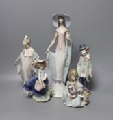 5 various Lladro figures, tallest 35cm