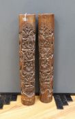 A pair of early 20th century Chinese carved bamboo chutes70cm