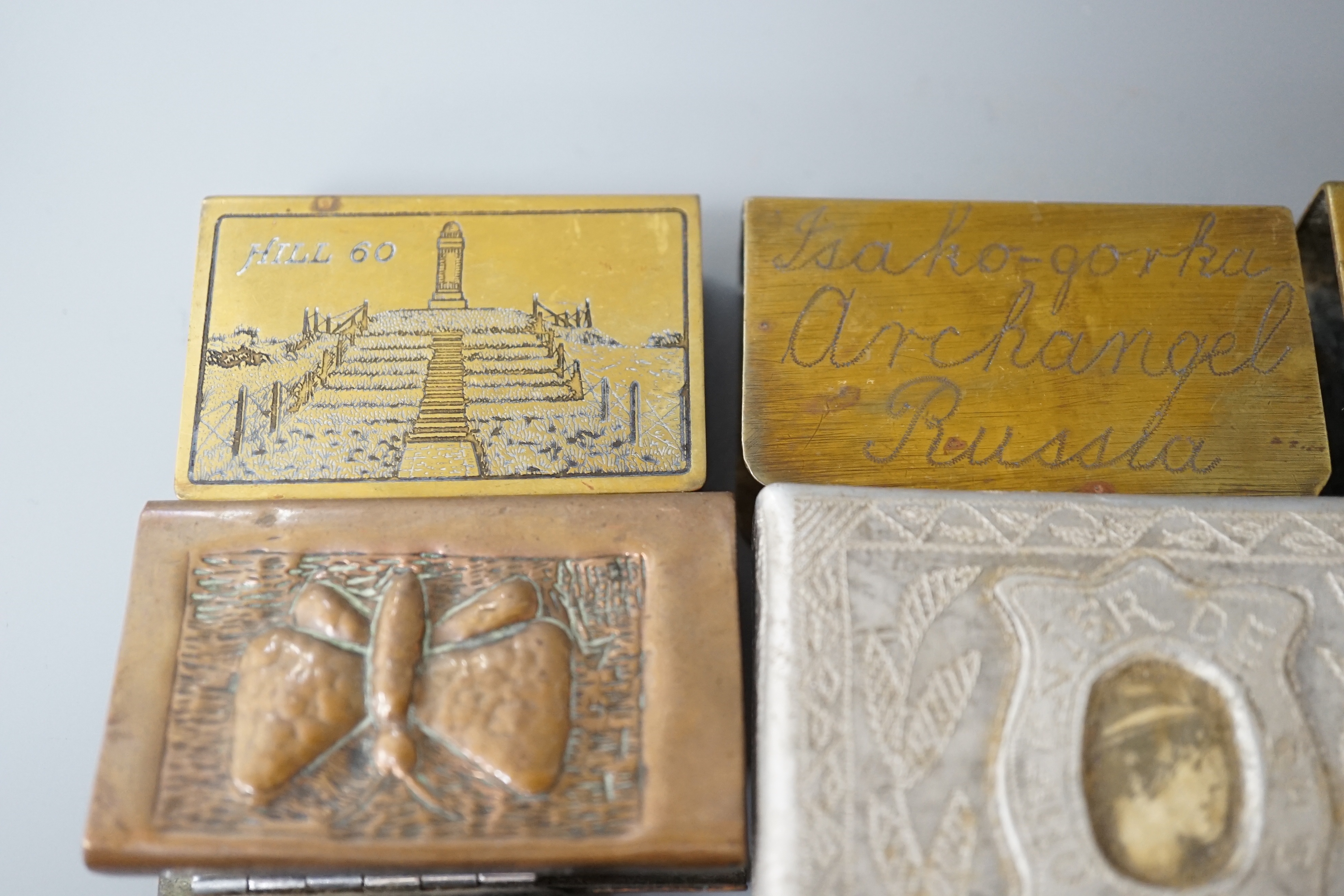A collection of trench art and military vestas and matchbox holders - Image 2 of 8