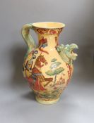 A contemporary pottery vase depicting medieval scenery - 44cm high