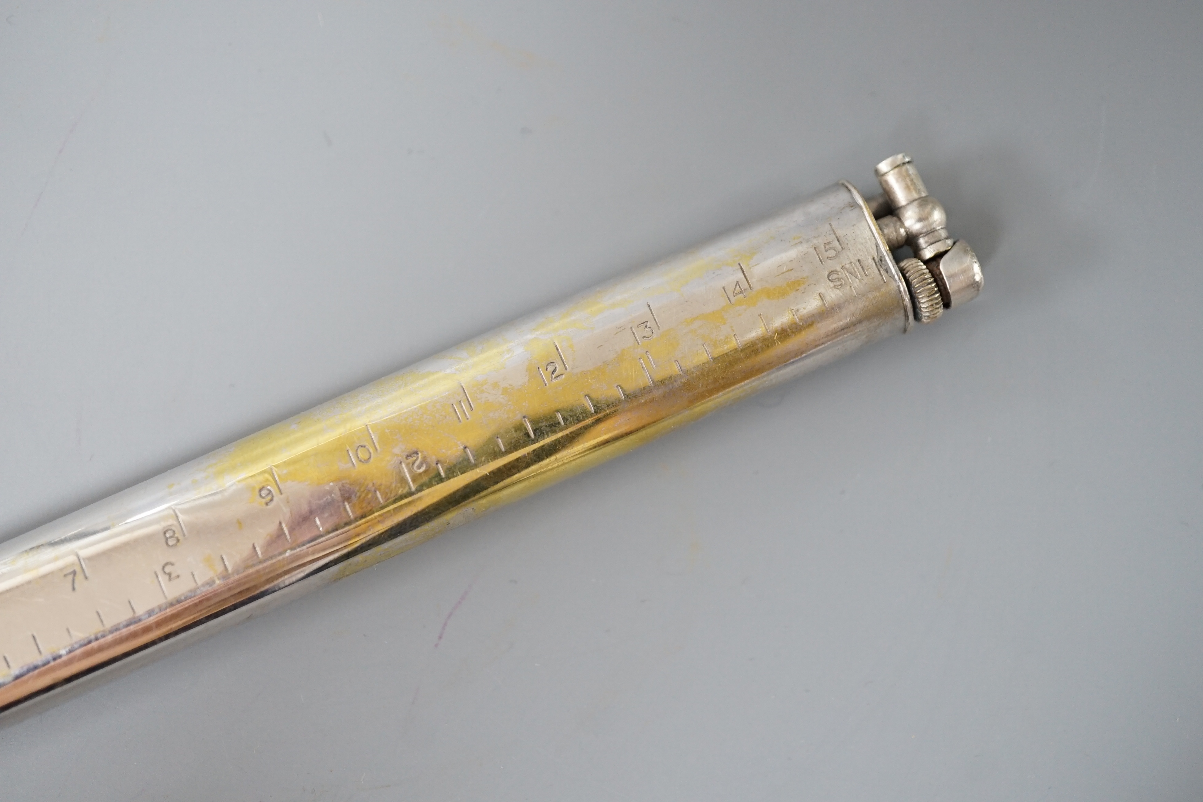 A silver plated novelty Dunhill ‘ruler’ lighter, inscribed by the actress Ann Todd,16.5 cms long. - Image 4 of 5