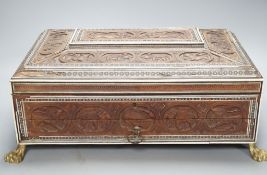 A 19th century South Indian sandalwood sewing box,44cms wide x 30 deep.