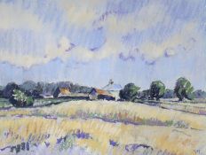 Geoff Marsters (1929-), pastel, Malting Farm, Stour Valley, initialled, 25 x 34cm