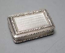 A George IV engine turned silver rectangular vinaigrette, John Thropp, Birmingham, 1826, 44mm.