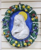 A large 20th century Italian painted wall plaque of Madonna - 60cm high