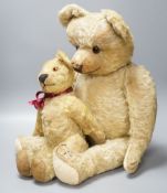 A large 1920's Chad Valley Teddy bear, 75cm, together with another 1920's Chad Valley Teddy bear,