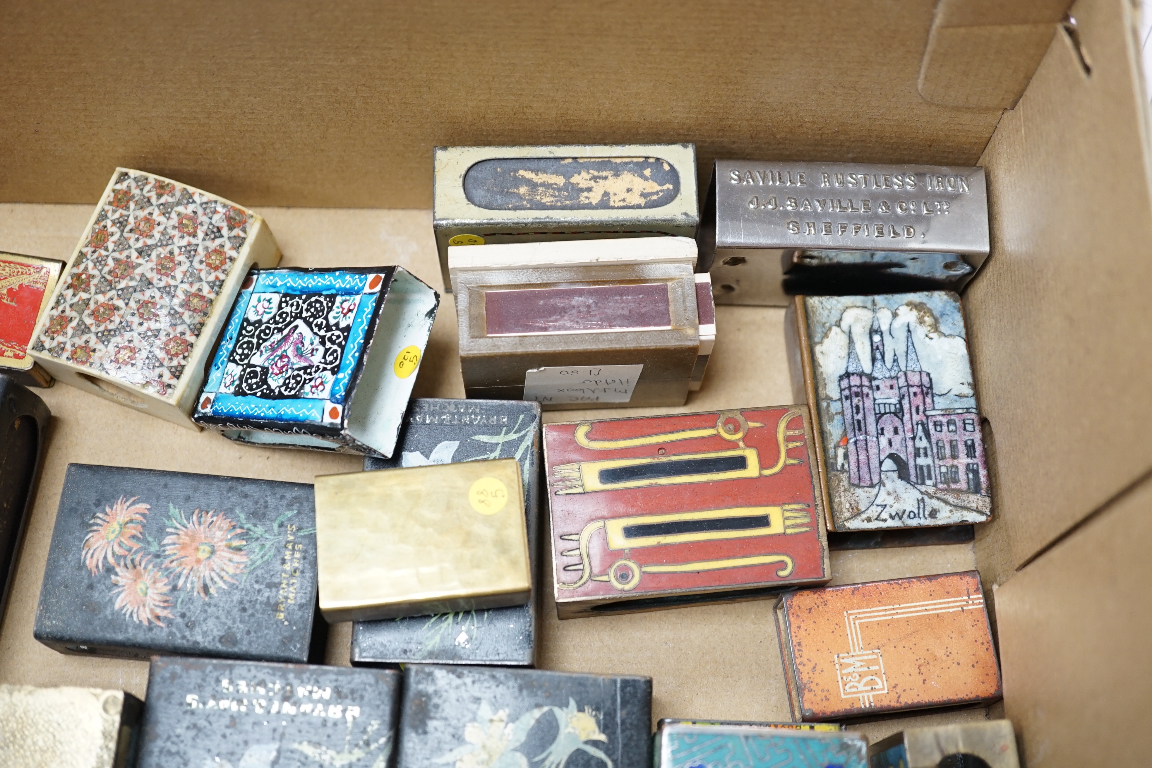 A collection of advertising and other enamelled metal match box holders - Image 5 of 8
