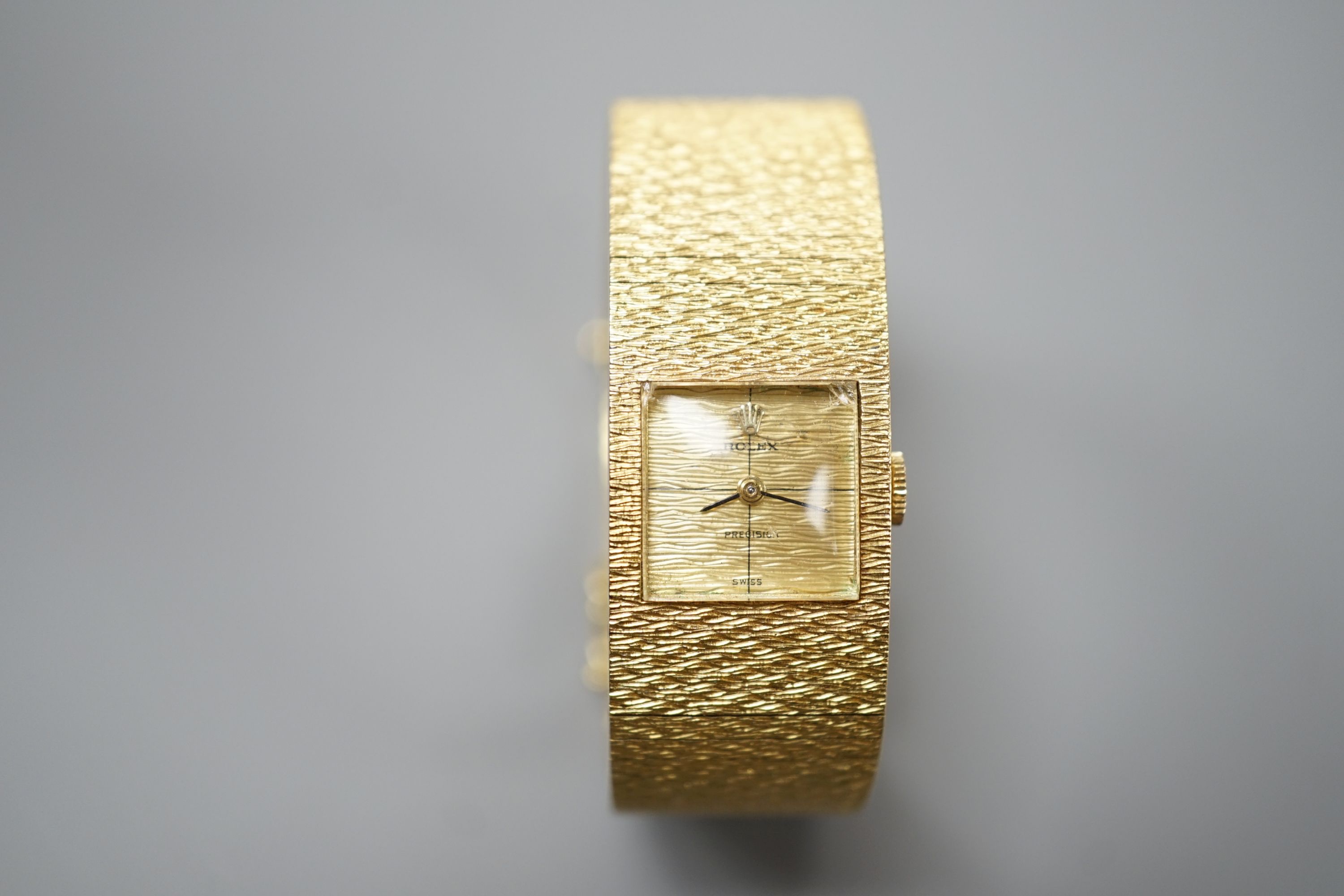 A lady's 1960's textured 18ct gold Rolex Precision manual wind bracelet watch, case diameter 17mm, - Image 2 of 5