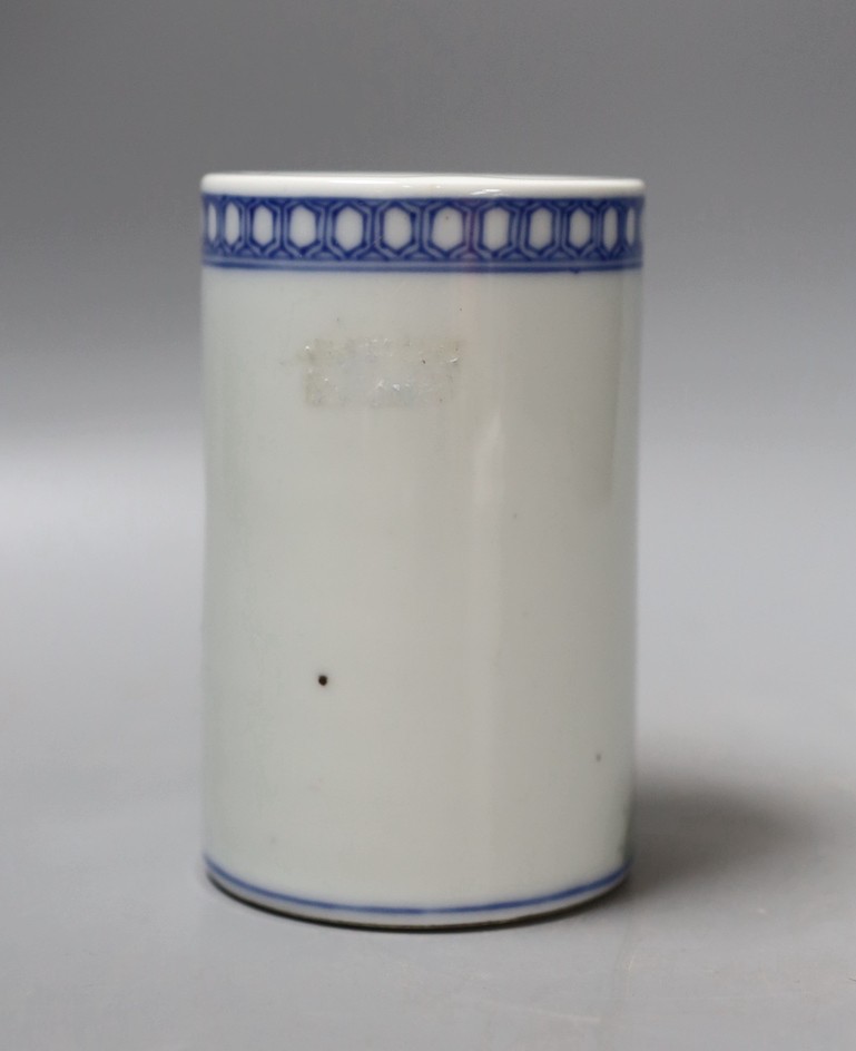 A Chinese famille rose brush pot, 12cm - Image 2 of 3