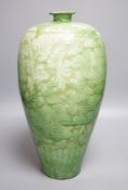 Chinese cizho green vase with carved decoration, 39cm high