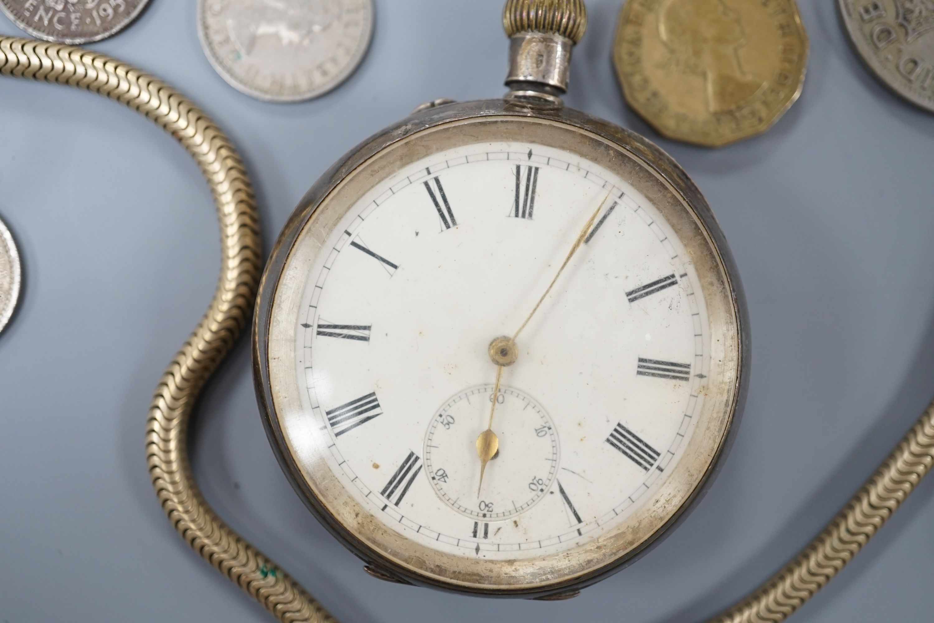 A late Victorian silver hunter keywind pocket watch, by Willcox of Grahams Town, one other white - Image 5 of 6